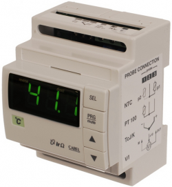 Контроллер ir32 для климатической техники, 1 вход для термопары J/K, 1 реле, питание 24 и 230В, перем., звуковой сигнал, ИК, монтаж в DIN-рейку