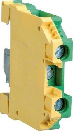 Клемма наборная, винтовая, заземляющая, PE, 1.5 - 16 кв.мм, 800В, проходная, жёлто-зелёная