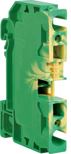 Клемма наборная, заземляющая, PE, сечение 2.5 - 10 кв.мм, пружинные контакты, 800В, проходная, жёлто-зелёная