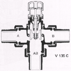 3-х ходовой клапан, PN16, Tmax 120 °C, Pmax=10бар, наружная резьба, Kvs 2.8