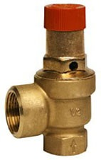 Предохранительный клапан мембранного типа для закрытых систем отопления, 120 °С,  R1"  внутренняя резьба вход, 50 кВт, 2,5 бар