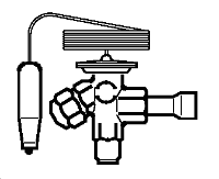 Клапан терморегулирующий TEB, R23, внешнее выравнивание, 34 бар, угловой, 3/8 IN-12,00 mm x 6 mm, трубка 1,5 м