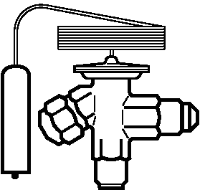 Клапан терморегулирующий TN 2 т R134A, внутренее выравнивание, 34 бар, угловой, 3/8 IN-1/2 in, трубка 1,5 м, под отбортовку