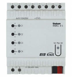 Базовый модуль актуатора RMG 4 S EIB/KNX Mix, 4-канальный, расширение до 12 каналов, монтаж на DIN рейку, IP 20