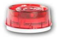 Свето-звуковой оповещатель со встроенной красной линзой с белой юбкой с изолятором